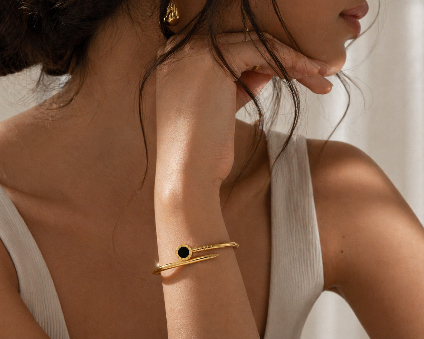 Gold Crystal Embellished Bangle