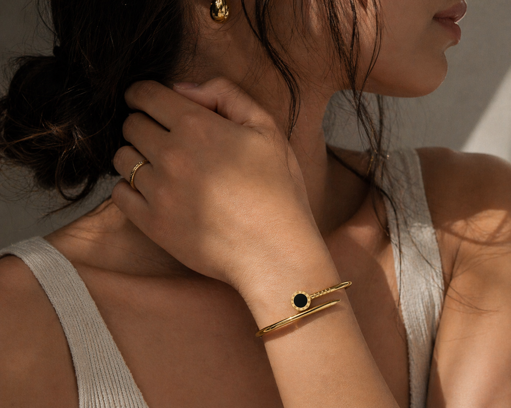 Gold Crystal Embellished Bangle